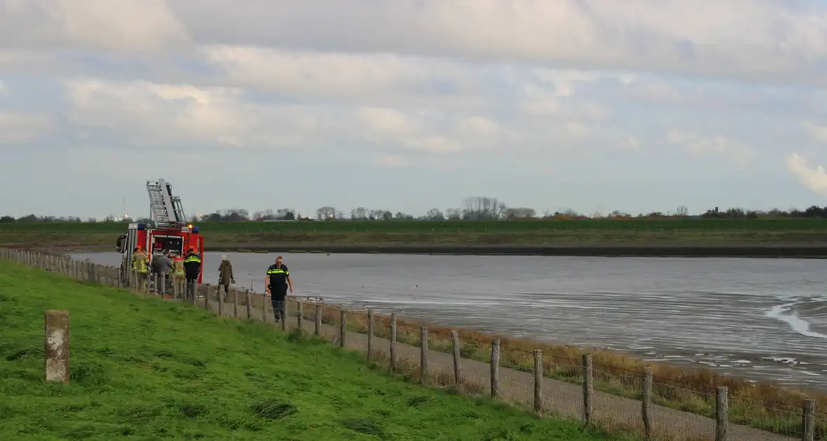 Mensen en hond vast op zandplaat - Foto 5