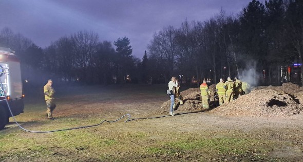 Brand in berg met bladeren - Afbeelding 1