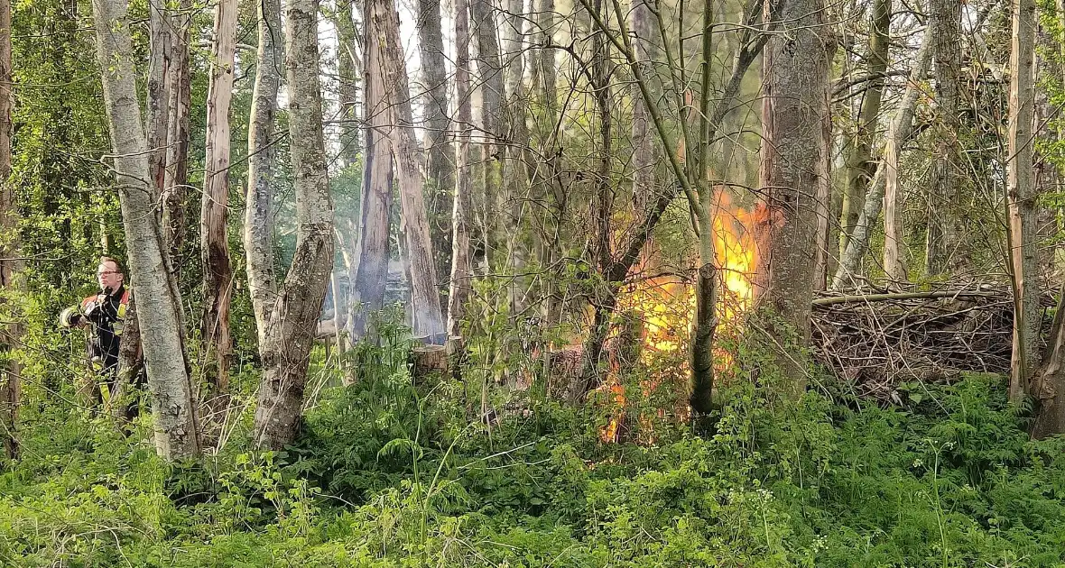 Flinke vlammen bij brand in boomwal - Foto 8