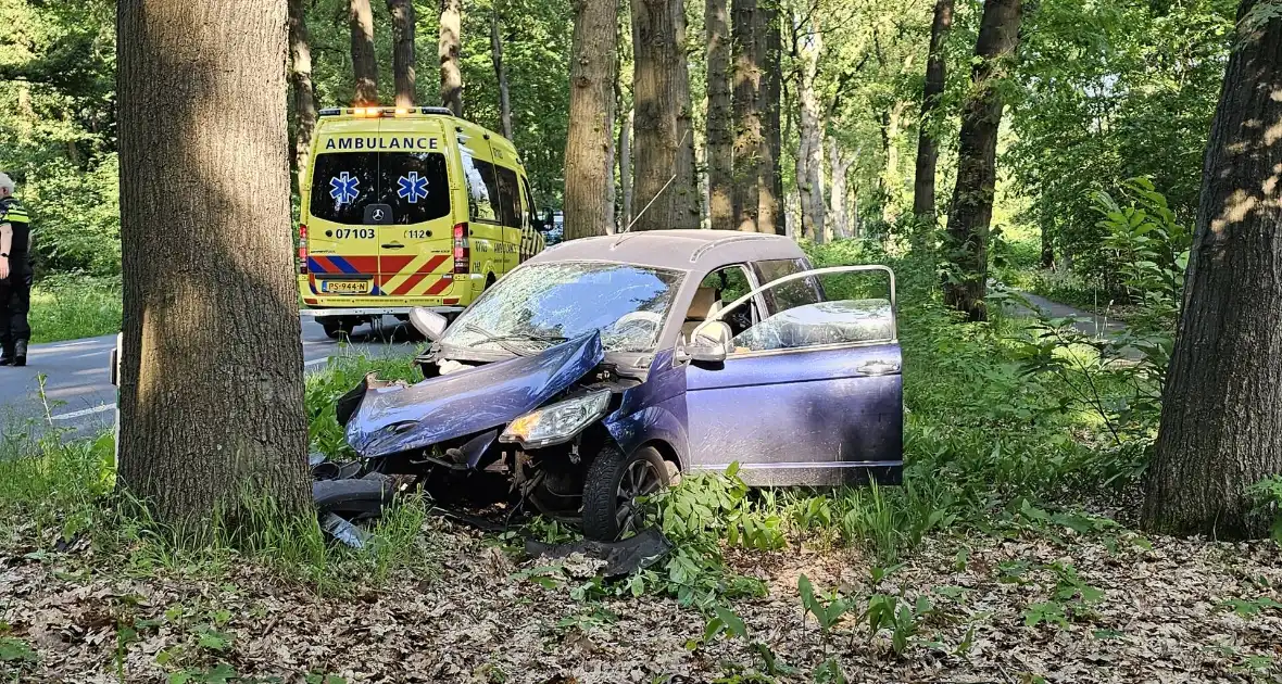 Brommobiel klapt op boom