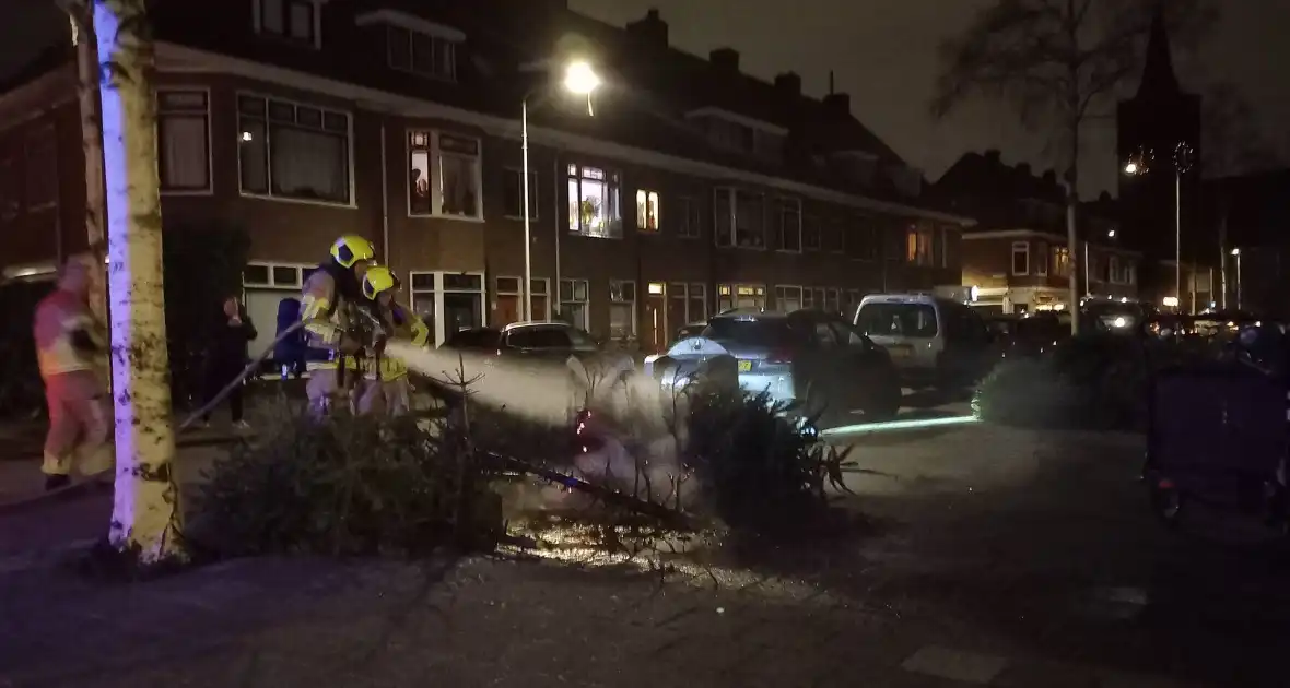 Brand in grote stapel kerstbomen - Foto 3