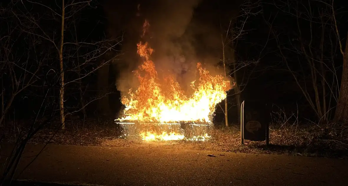 Bank staat volledig in brand - Foto 1