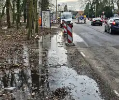 Waterlekkage veroorzaakt tijdens wegwerkzaamheden