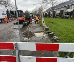 Waterleidingbreuk door graafwerkzaamheden