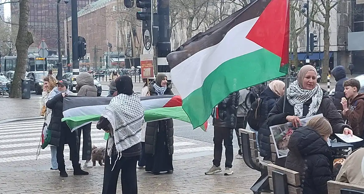 Pro-Palestina demonstratie voor drukke Mcdonalds - Foto 3