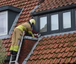 Brandweer redt kat Messi van dak