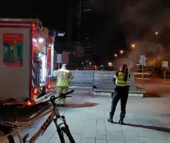 Afval in brand op stationsplein