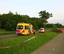 Automobilist raakt van de weg en klapt op boom