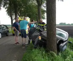 Automobilist gewond na crash tegen boom