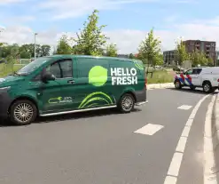 Vogel vliegt tegen voorruit bestelbus