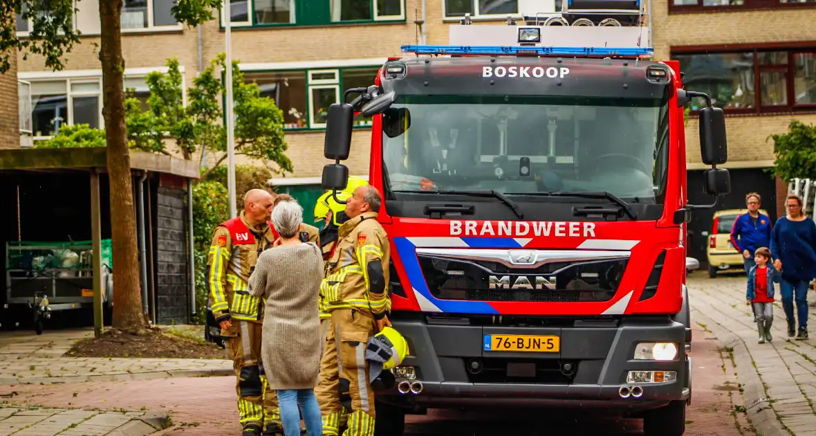 Brandweer verwijdert losgewaaide tak van dak