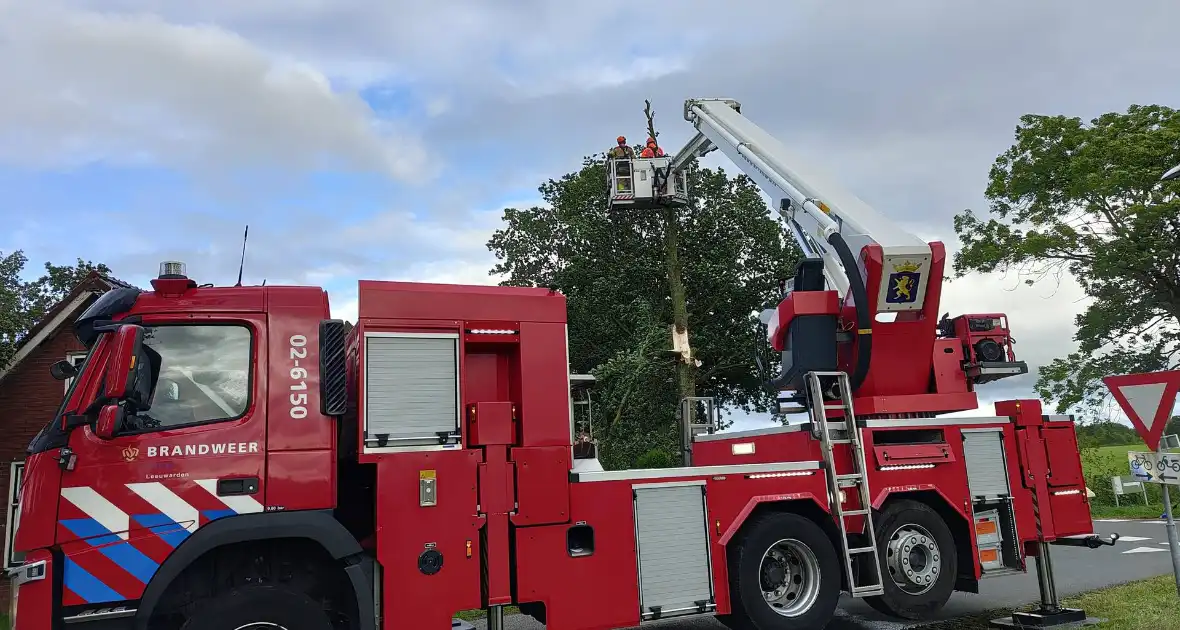 Brandweer verwijderd afgewaaide tak die op boerderij valt - Foto 9