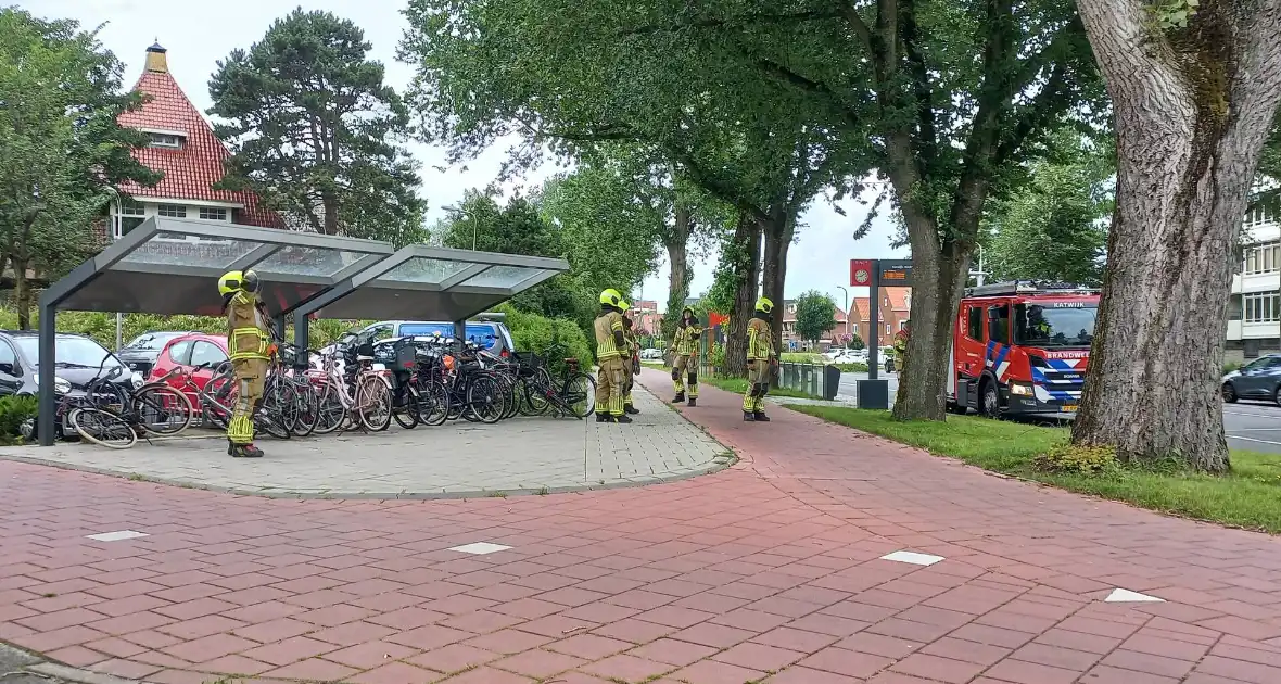 Brandweer verwijdert gevaarlijk hangende tak boven fiets/voetpad - Foto 1