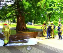 Leraren blussen buitenbrand bij school