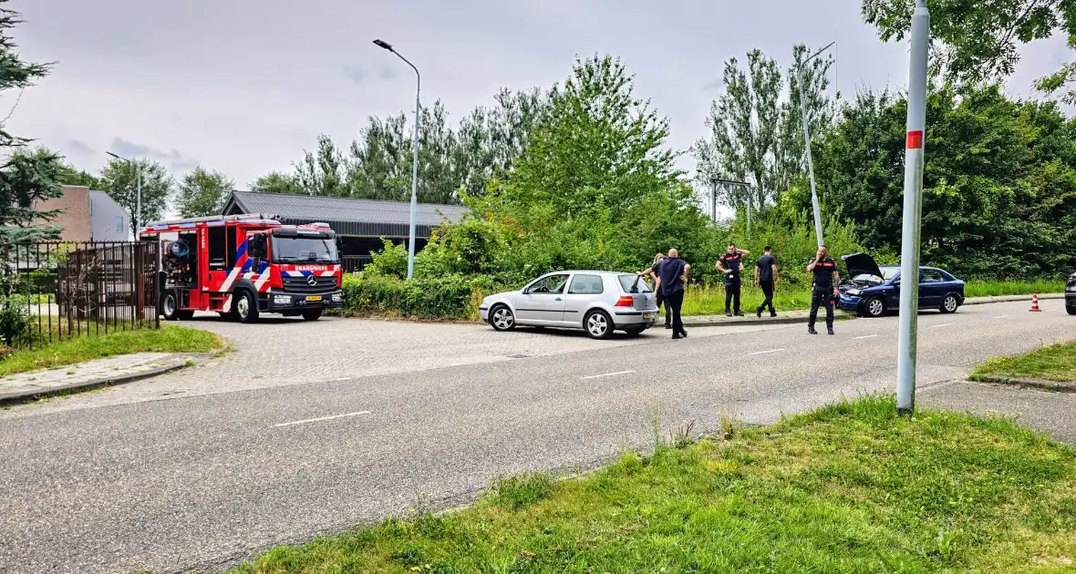 Automobilist klapt op lantaarnpaal naast brandweerkazerne - Foto 2