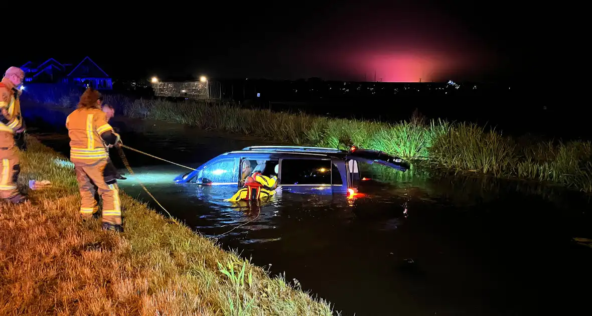 Voertuig met bestuurder en hond raken te water