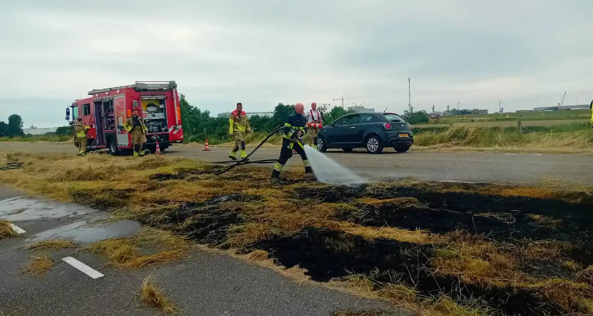 Aantal meters berm in brand