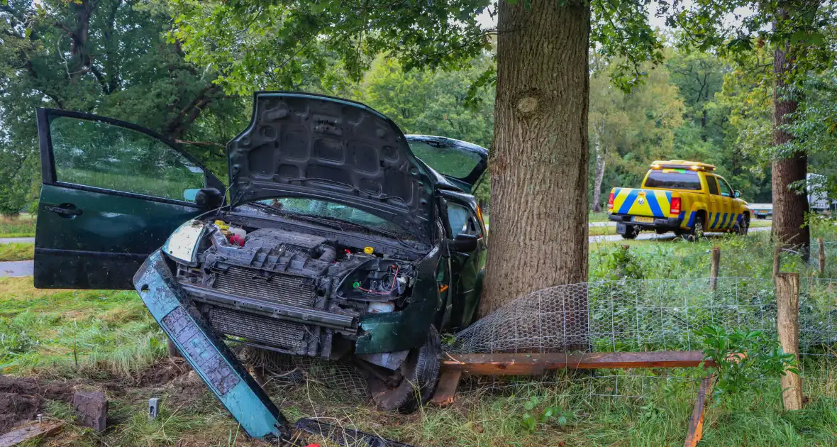 Bestuurder zwaargewond bij botsing tegen boom - Foto 1