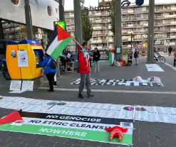 Free Palestina demonstratie nabij station