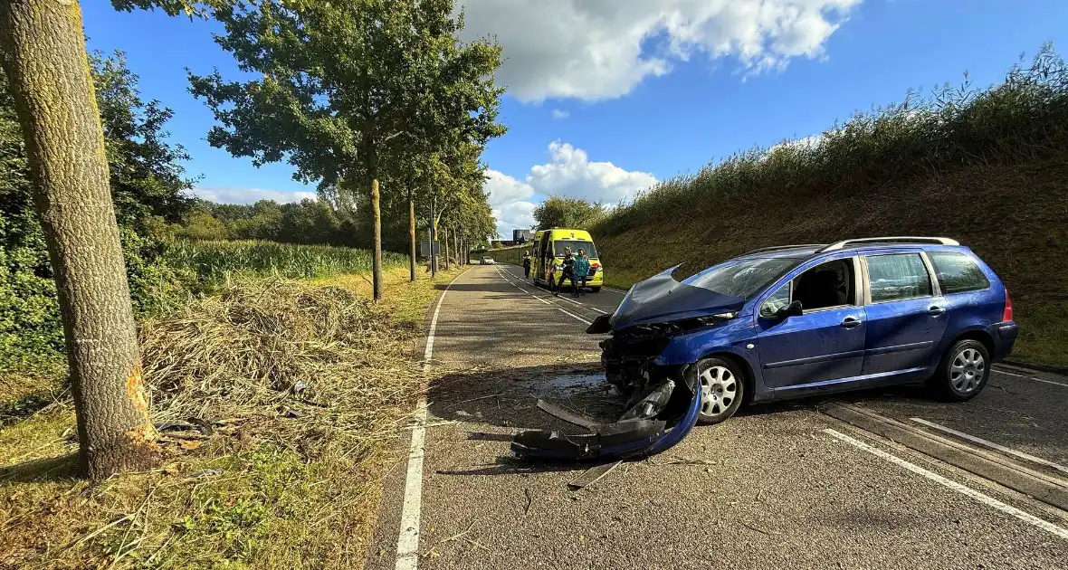 Auto krijgt klapband, bestuurder verliest macht over stuur en klapt op boom - Foto 5