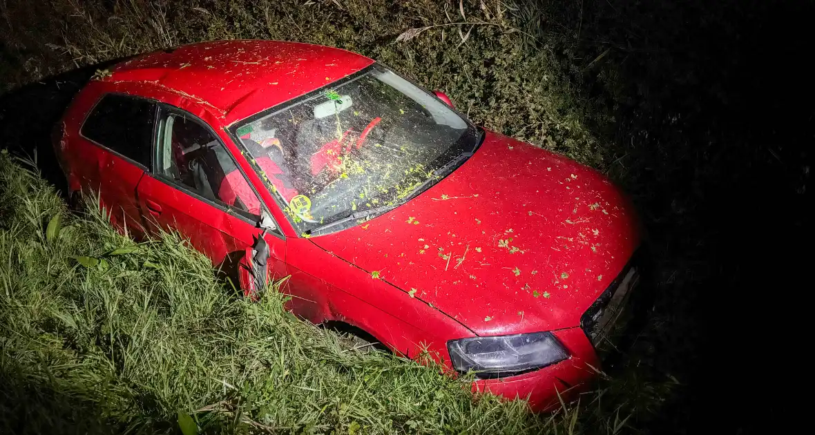 Auto belandt in greppel, inzittenden ongedeerd - Foto 2