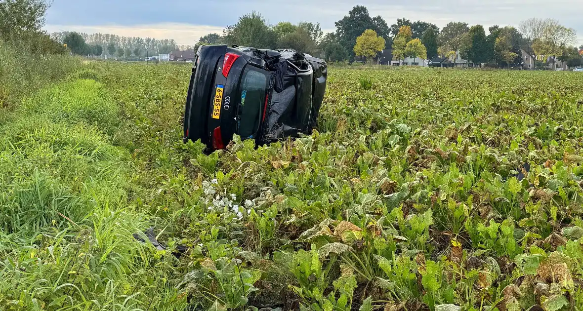 Automobilist ramt boom en belandt op zij in bietenveld - Foto 6