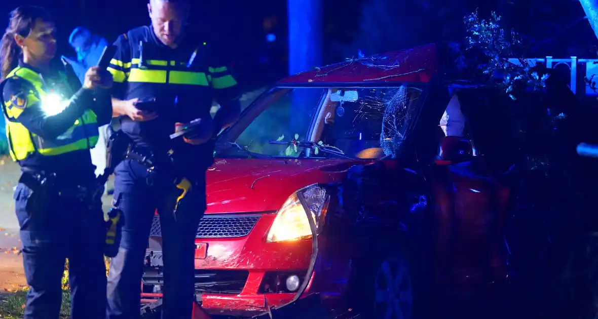 Auto raakt van de weg, botst tegen boom en eindigt in voortuin - Foto 2