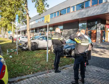 Auto botst tijdens keren op boom