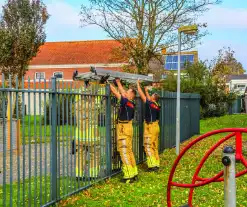 Brandweer redt kind uit boom