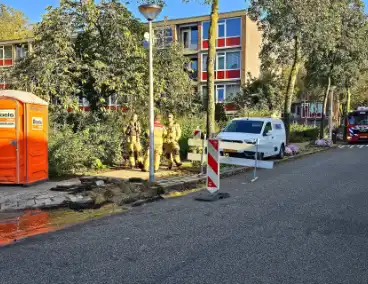 Gasleiding geraakt tijdens zaagwerkzaamheden in wegdek