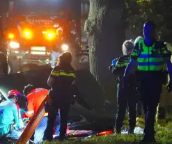 Auto botst tegen boom en belandt in greppel, 62-jarige bestuurder overleden