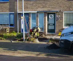 Gasleiding geraakt tijdens werkzaamheden in tuin