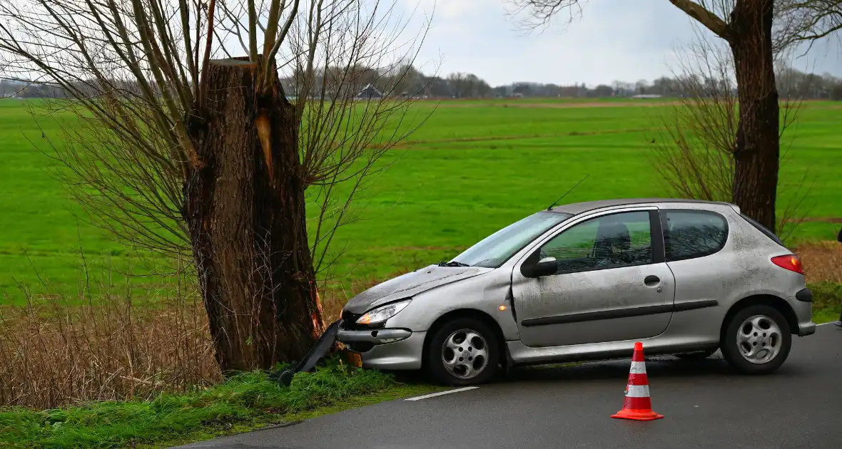 Personenauto botst tegen boom