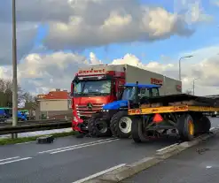 Ravage bij ongeval tussen tractor en vrachtwagen