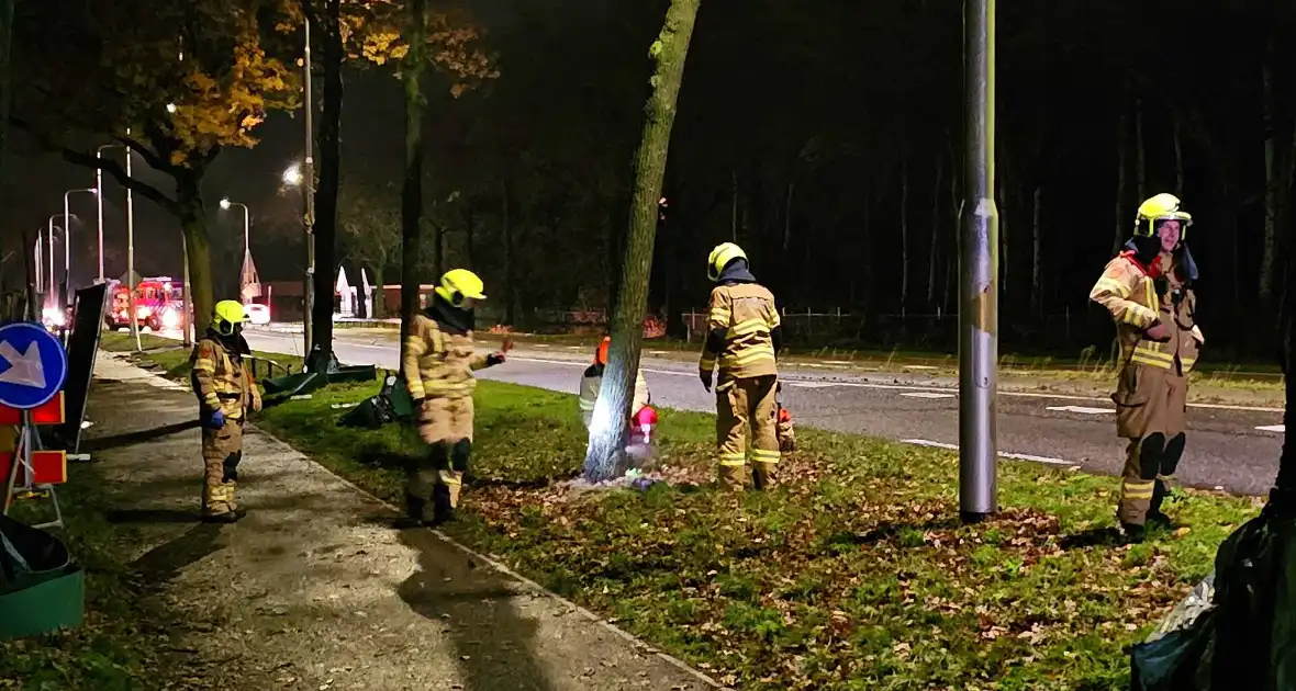 Brandweer zaagt over weg hangende boom om - Foto 4