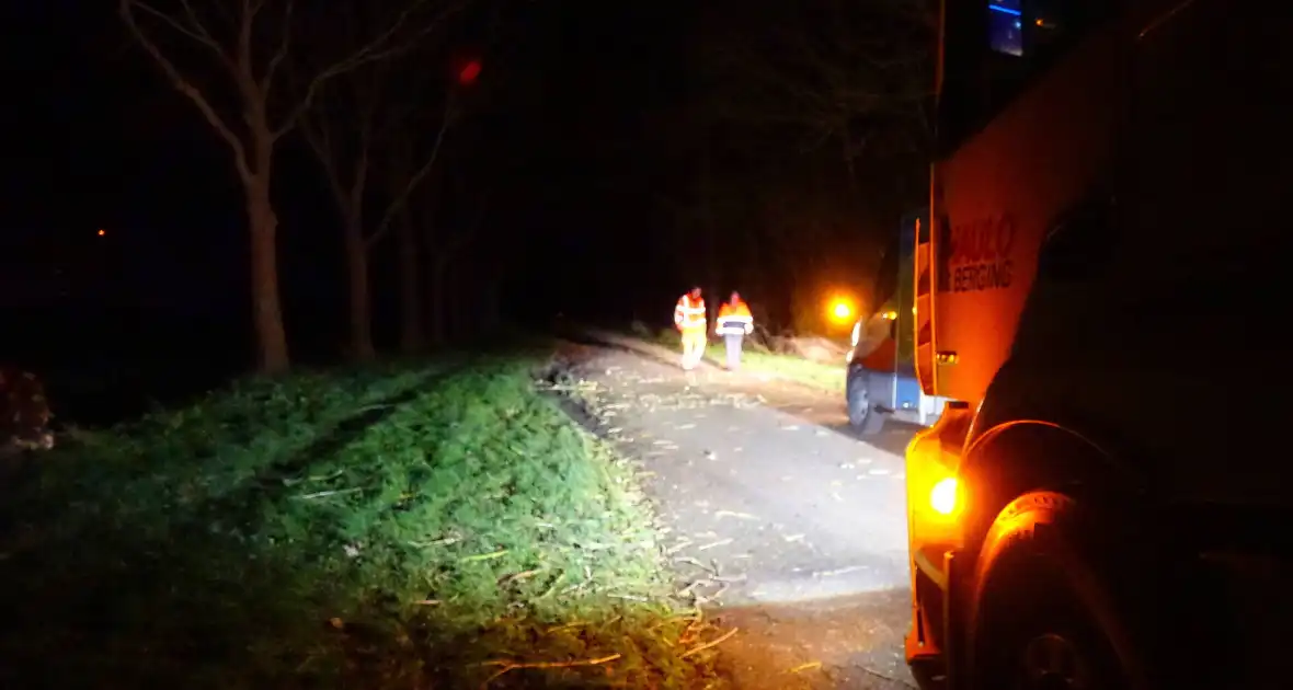 Auto komt vast te zitten tussen omgevallen bomen - Foto 1