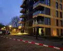 Gevel appartementencomplex beschadigd door explosie