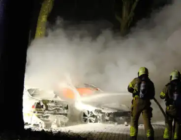 Geparkeerde auto's verwoest door brand