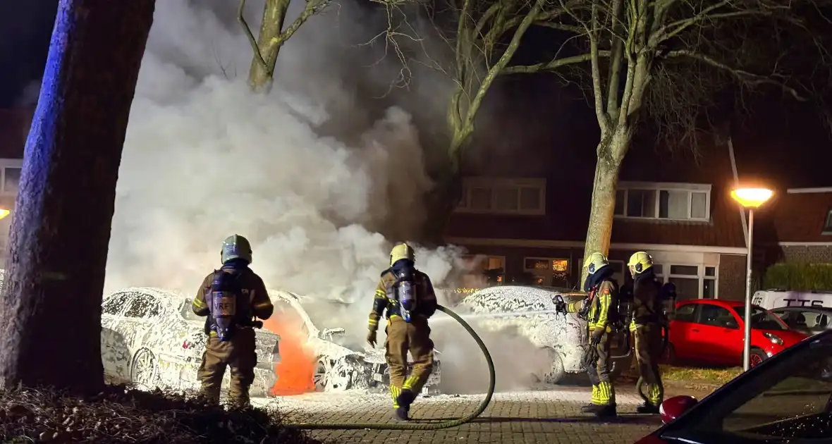 Geparkeerde auto's verwoest door brand - Foto 1