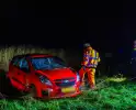 Auto belandt op zijkant langs kanaal