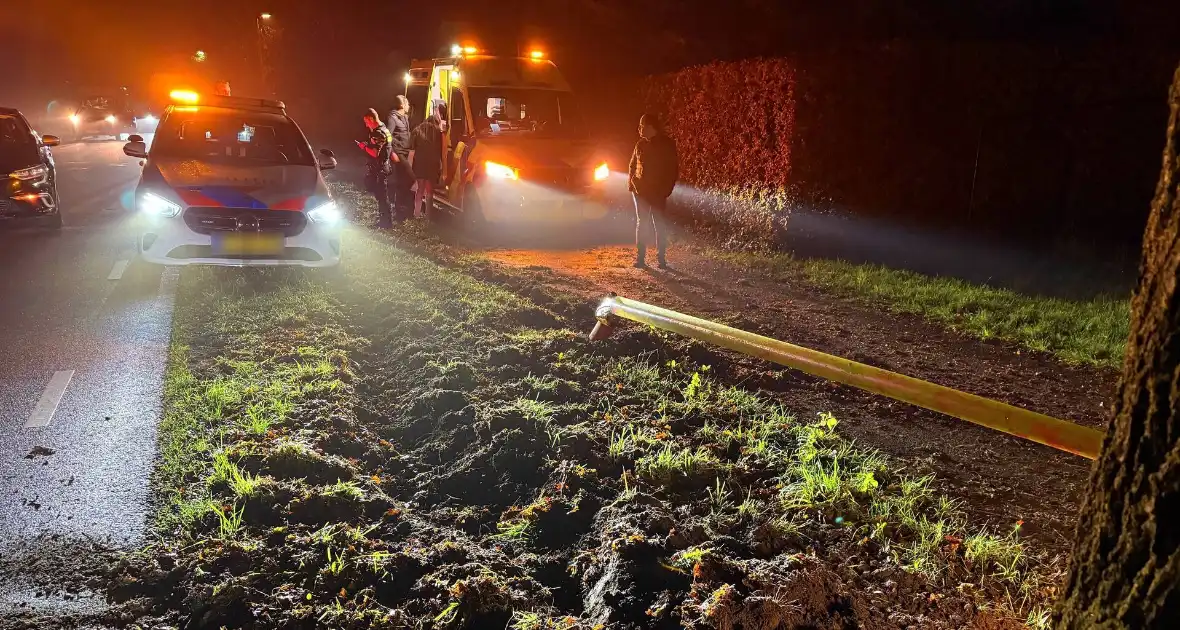 Auto botst tegen lantaarnpaal en belandt tegen boom - Foto 1