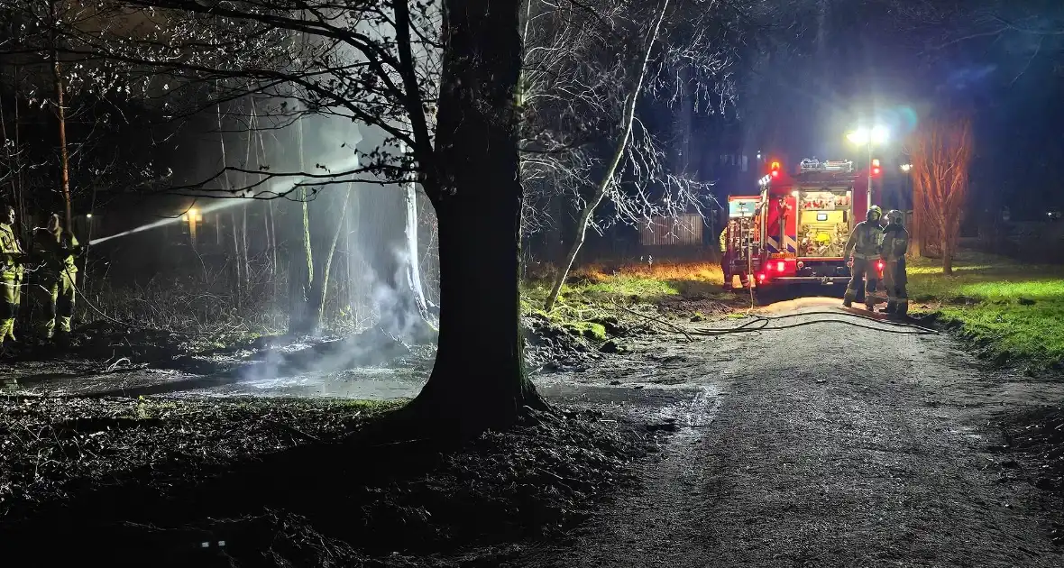 Brandweer zaagt brandende, dode boom om - Foto 4