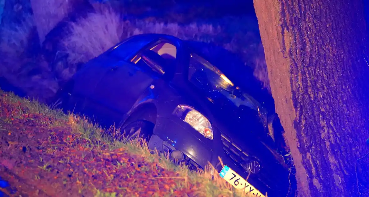 Auto botst door gladheid tegen een boom - Foto 4