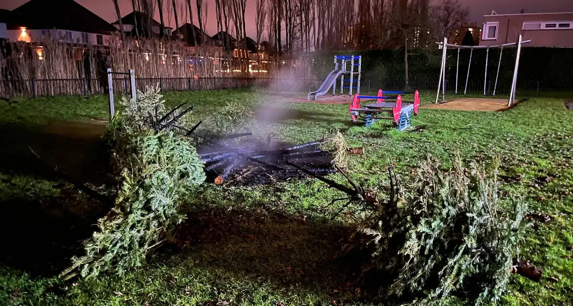 Brandweer dooft brandende kerstbomen - Foto 3