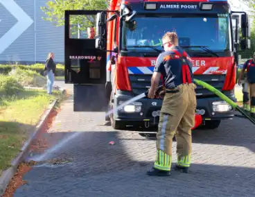 Brandend pluis veroorzaakt buitenbrand
