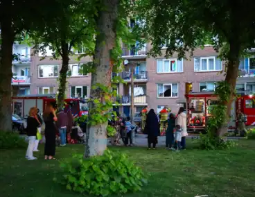 Evacuatie na brand in portiekwoning