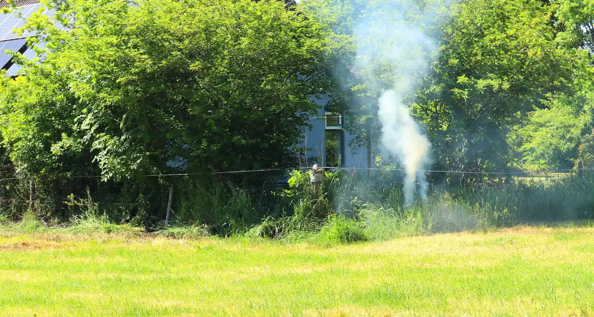 Brand in bosschage slaat over op gebouw - Foto 1