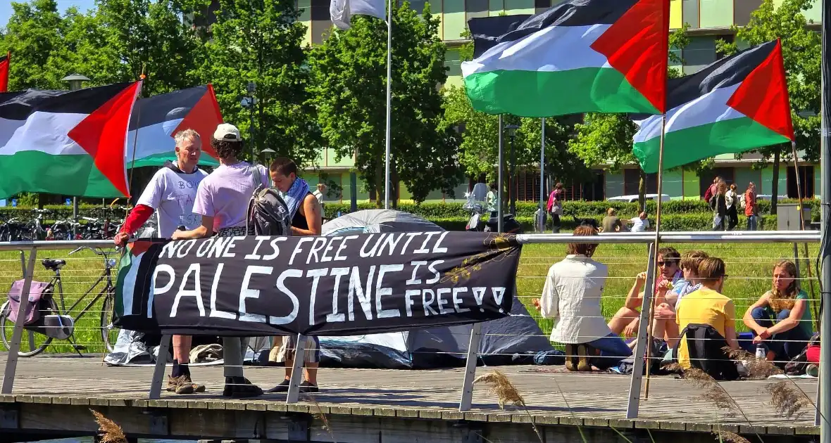 Onrust tijdens pro Palestina demonstratie op universiteitscampus