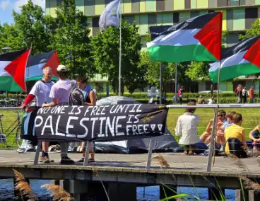 Onrust tijdens pro Palestina demonstratie op universiteitscampus