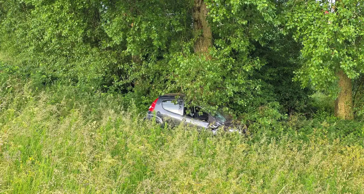 Auto rijdt van talud en belandt tegen boom - Foto 1
